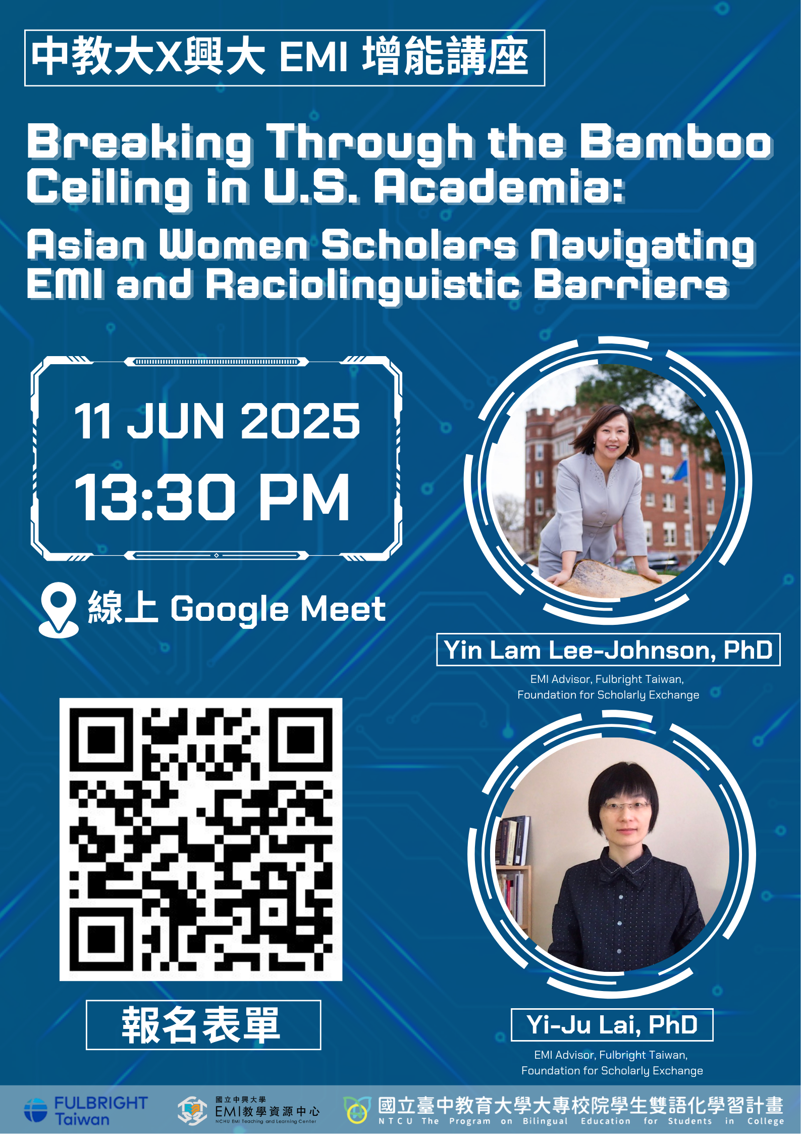 Read more about the article 【轉知活動】國立中興大學國立臺中教育大學及學術交流基金會合作辦理之「Breaking Through the Bamboo Ceiling in U.S. Academia: Asian Women Scholars Navigating EMI and Raciolinguistic Barriers」教師講座 鼓勵貴校教師踴躍報名參加